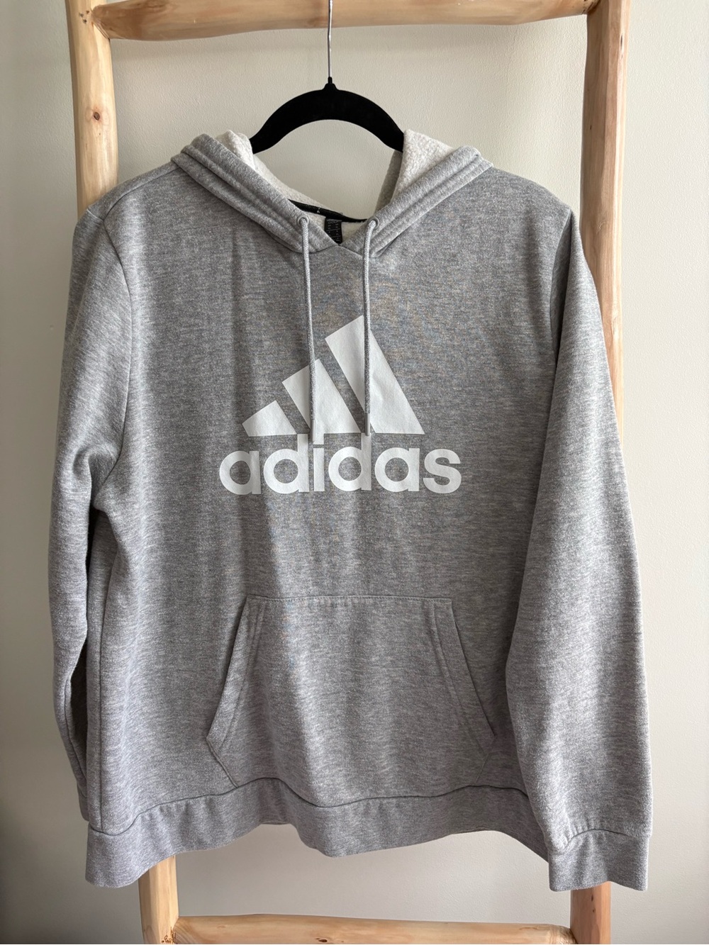 adidas Gray Pullover Hoodie with White Trefoil Logo